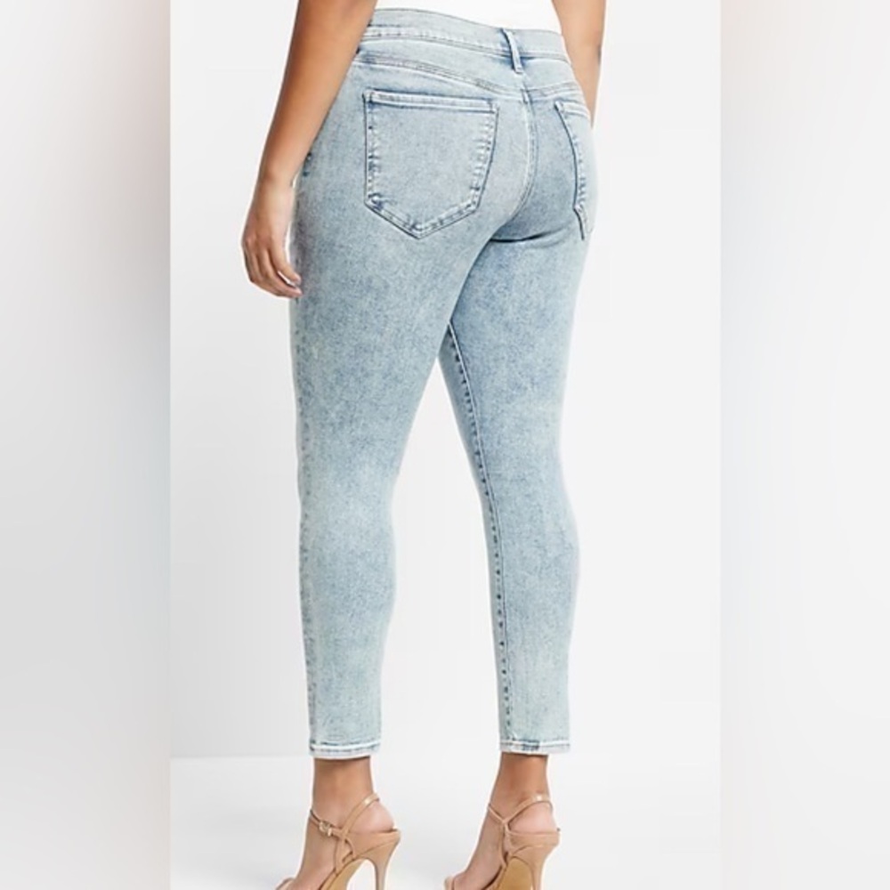 Express Acid Wash Denim High Rise Ankle Leggings 0